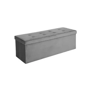 Rootz Foldable Storage Bench - Ottoman - Velvet Bench - MDF Bench - Sturdy and Durable - Comfortable Foam Padding - Space Saving Design - 110cm x 38cm x 38cm