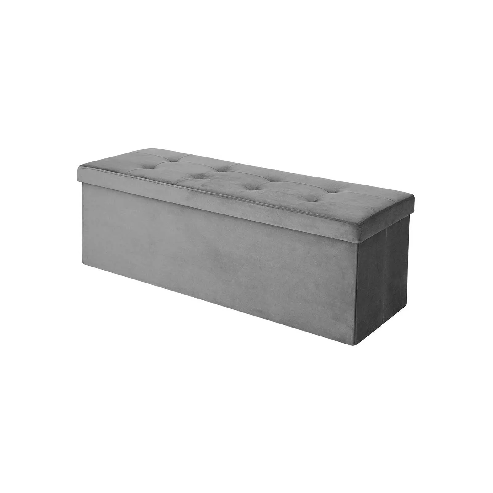 Rootz Foldable Storage Bench - Ottoman - Velvet Bench - MDF Bench - Sturdy and Durable - Comfortable Foam Padding - Space Saving Design - 110cm x 38cm x 38cm