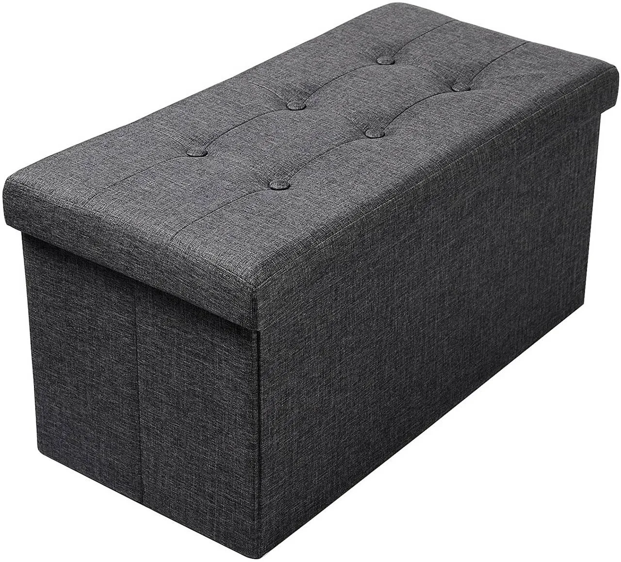 Rootz Foldable Storage Box Bench - Fabric Ottoman - Large Capacity - Comfortable Seat - 76cm x 38cm x 37.5cm