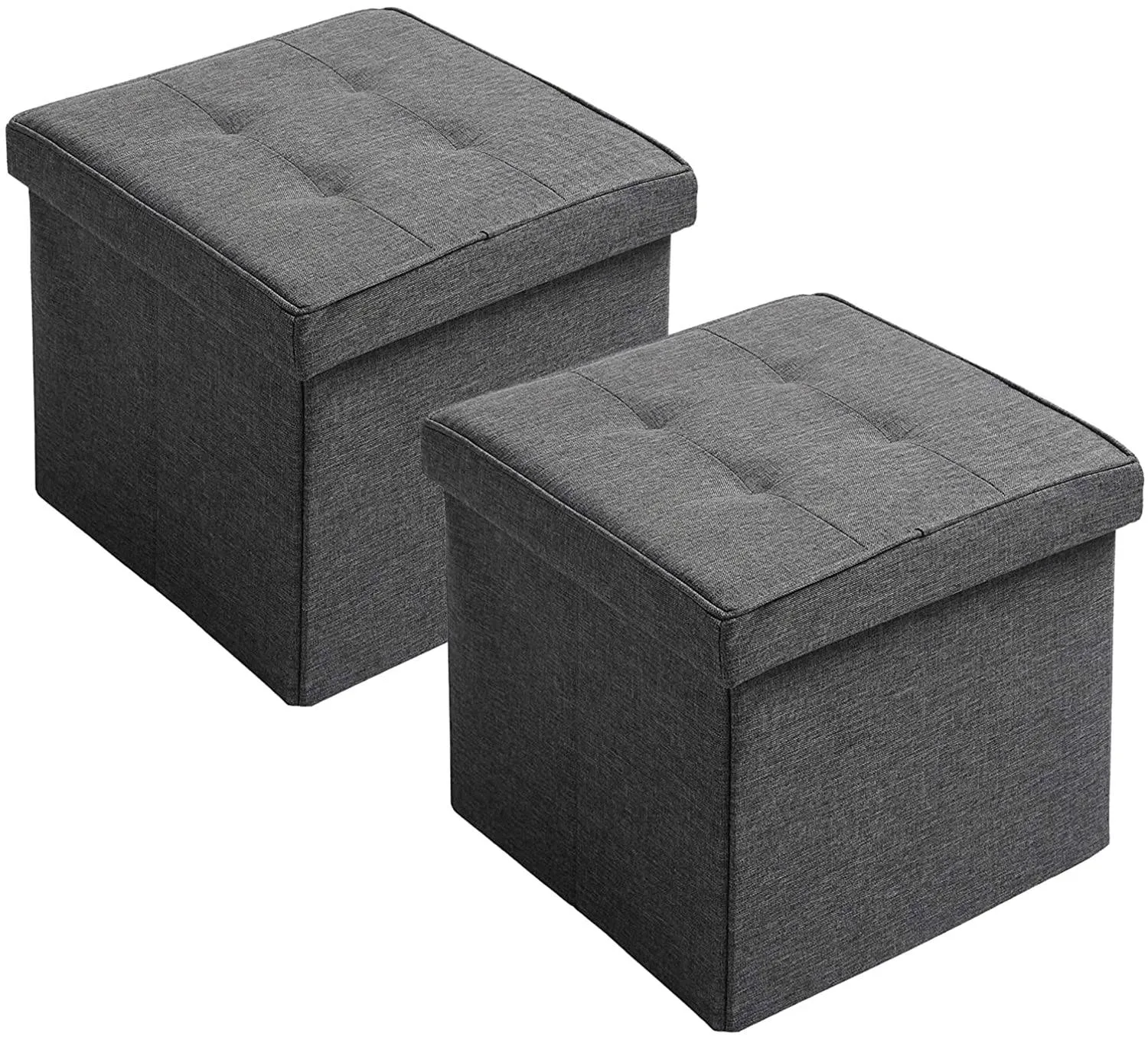 Rootz Foldable Storage Stool Set - Ottoman Bench - Portable Footrest - MDF Structure - 37.5cm x 38cm x 37.5cm
