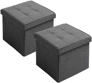 Rootz Foldable Storage Stool Set - Ottoman Bench - Portable Footrest - MDF Structure - 37.5cm x 38cm x 37.5cm