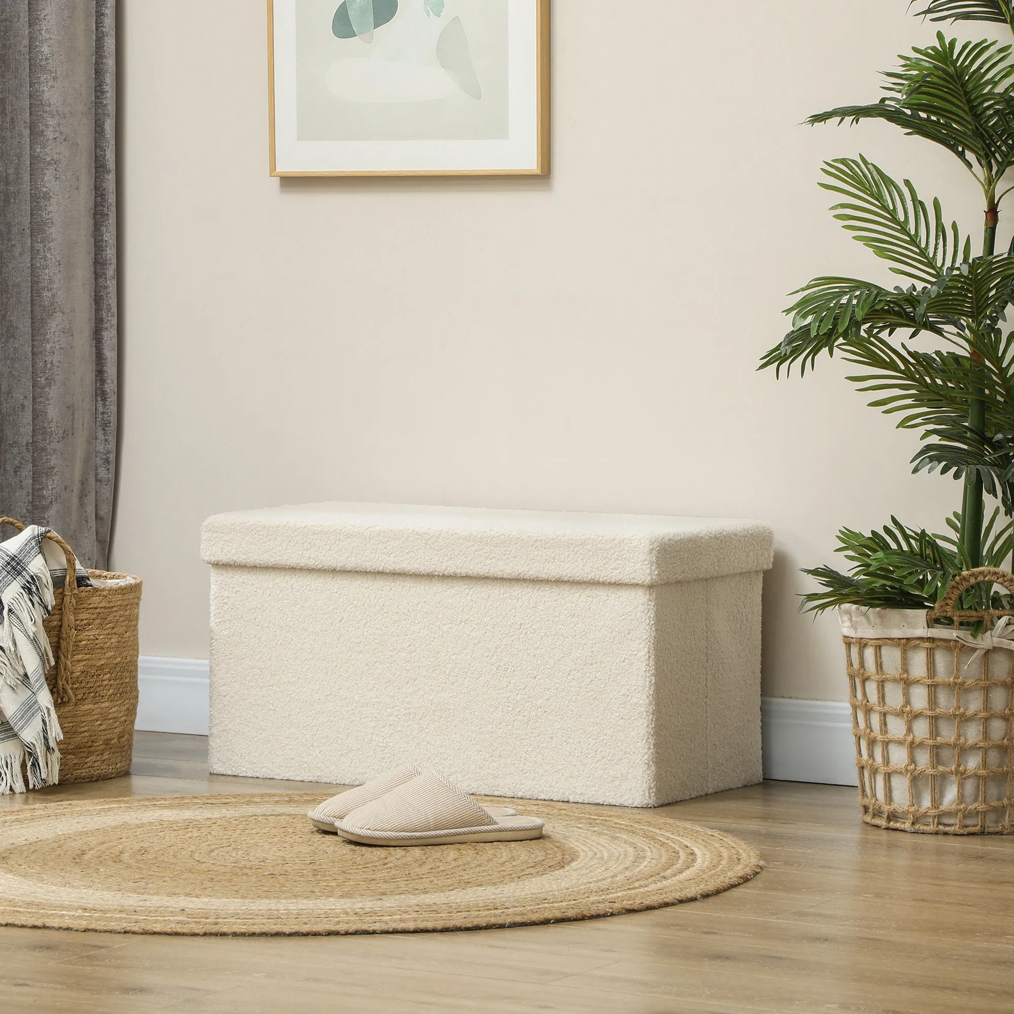 Rootz Storage Stool Bench - Upholstered Chest - Footstool - 84L Hidden Storage - 76cm x 38cm x 38cm - Brown Velvet
