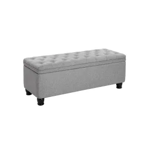Rootz Storage Stool - Ottoman Bench - Grey - MDF - High-Density Foam - Spacious - 45cm x 118cm x 45cm