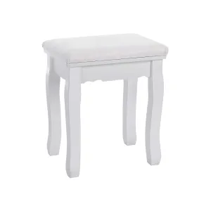 Rootz Upholstered Stool - Makeup Stool - Vanity Seat - Solid Wood Legs - MDF Seat - 45cm x 37cm x 28cm