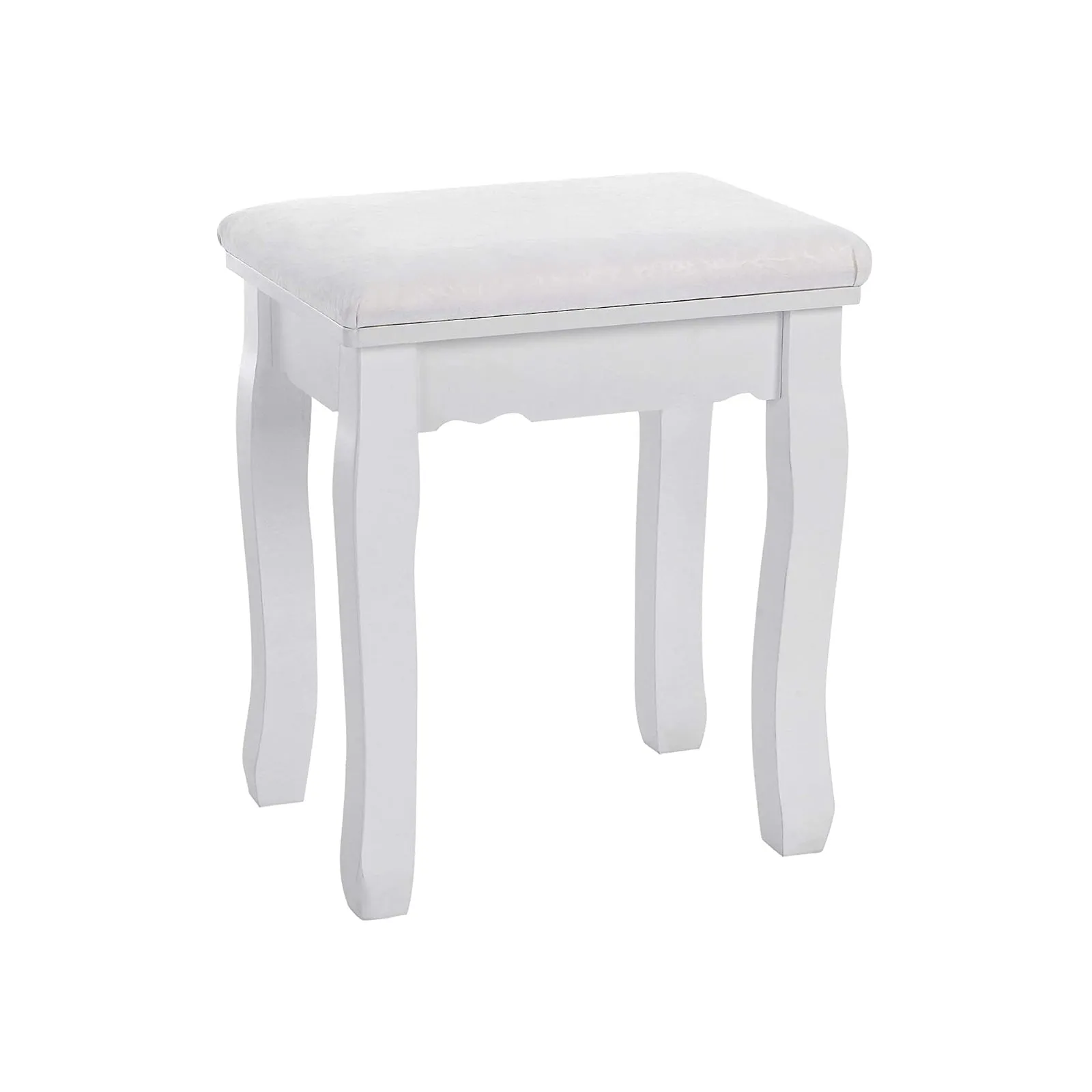 Rootz Upholstered Stool - Makeup Stool - Vanity Seat - Solid Wood Legs - MDF Seat - 45cm x 37cm x 28cm