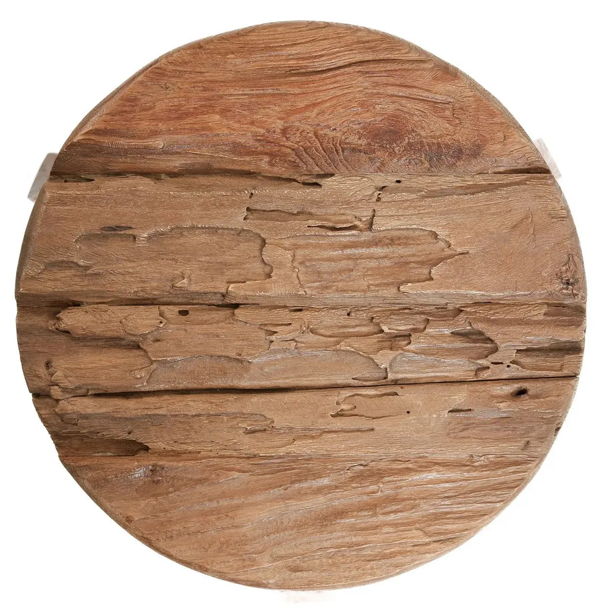 Rootz Yatai Stool - Natural - Rustic Stool - Upcycled Teak Seat - Enhances Interior Design - 40cm x 40cm x 33cm
