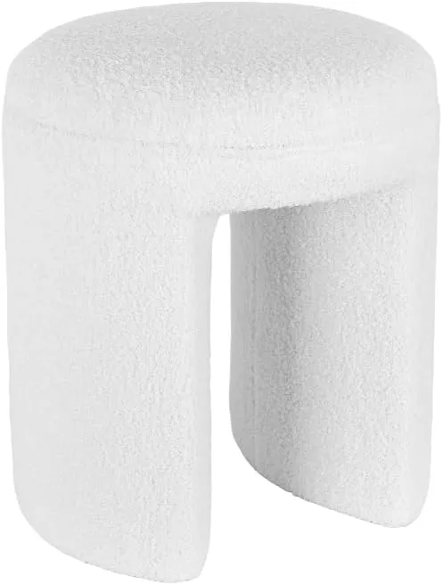 Round Footstool Ottoman Lambswool Dresser Stool Multi-Functional footrest Shoeshine Stool Suitable for Living Room, Bedroom, Children's Room(White）