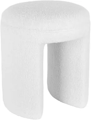 Round Footstool Ottoman Lambswool Dresser Stool Multi-Functional footrest Shoeshine Stool Suitable for Living Room, Bedroom, Children's Room(White）