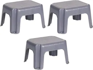 Rubbermaid Portable Single Step Plastic Roughneck Small Step Stool Elevated Platform for Home Kitchens, Living Rooms, and Bathrooms, Gray (3 Pack)