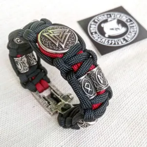Runic paracord bracelet.Valknut symbol. Viking accessories. Gift for men.