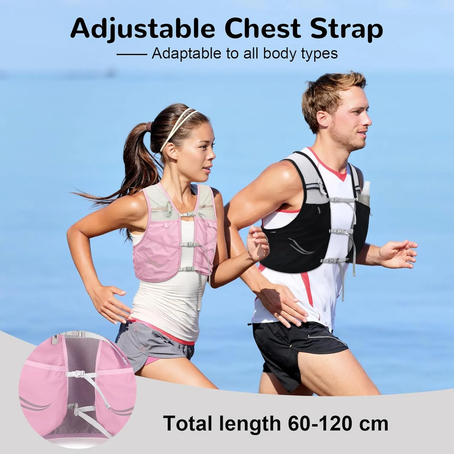 Running Vest for Men with 2 pcs 500ml Water Bottle, Hydration Vest for Running Women, Lightweight Runner Water Vest