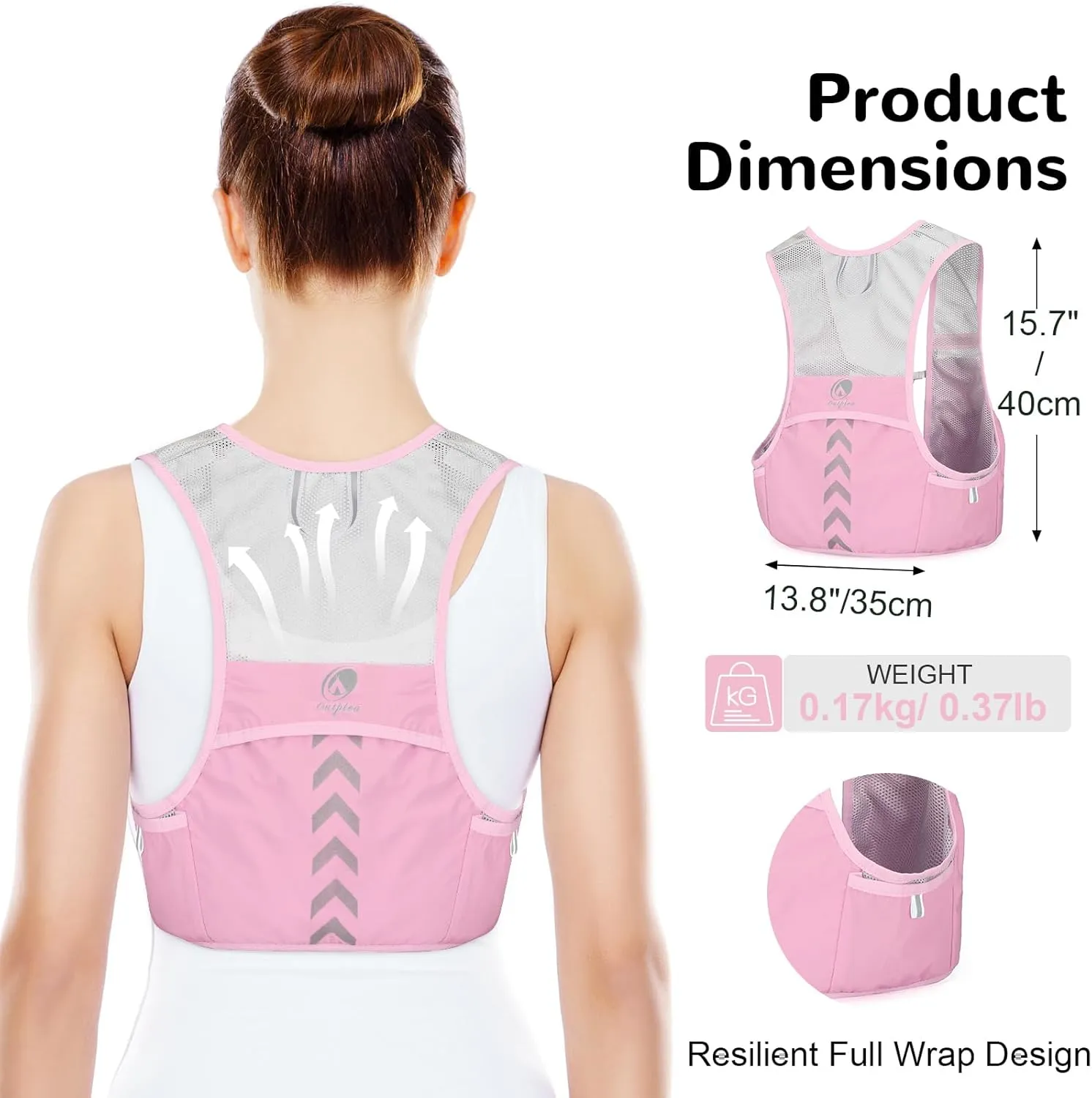 Running Vest for Men with 2 pcs 500ml Water Bottle, Hydration Vest for Running Women, Lightweight Runner Water Vest