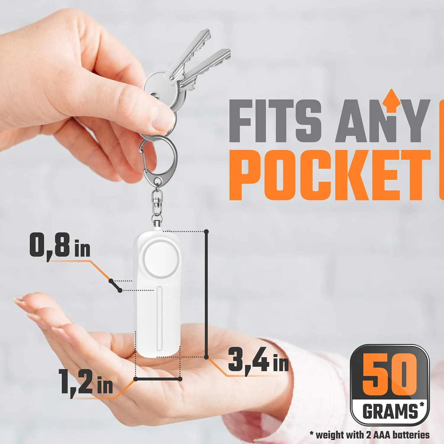 Safesound Personal Safety Panic Alarm Keychain for Women – Self Defense 130 dB Loud Siren Protection Device with LED Light – Emergency Alert Key Chain Whistle by WETEN (White)