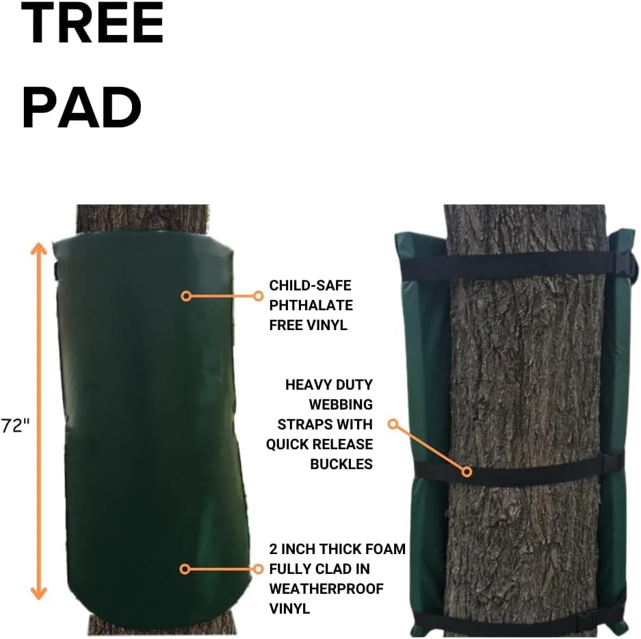 Safety Tree Pad, 6 FT Tall, 2” Thick Foam, Weatherproof, UV-Resistant, Buckle/Strap Closure