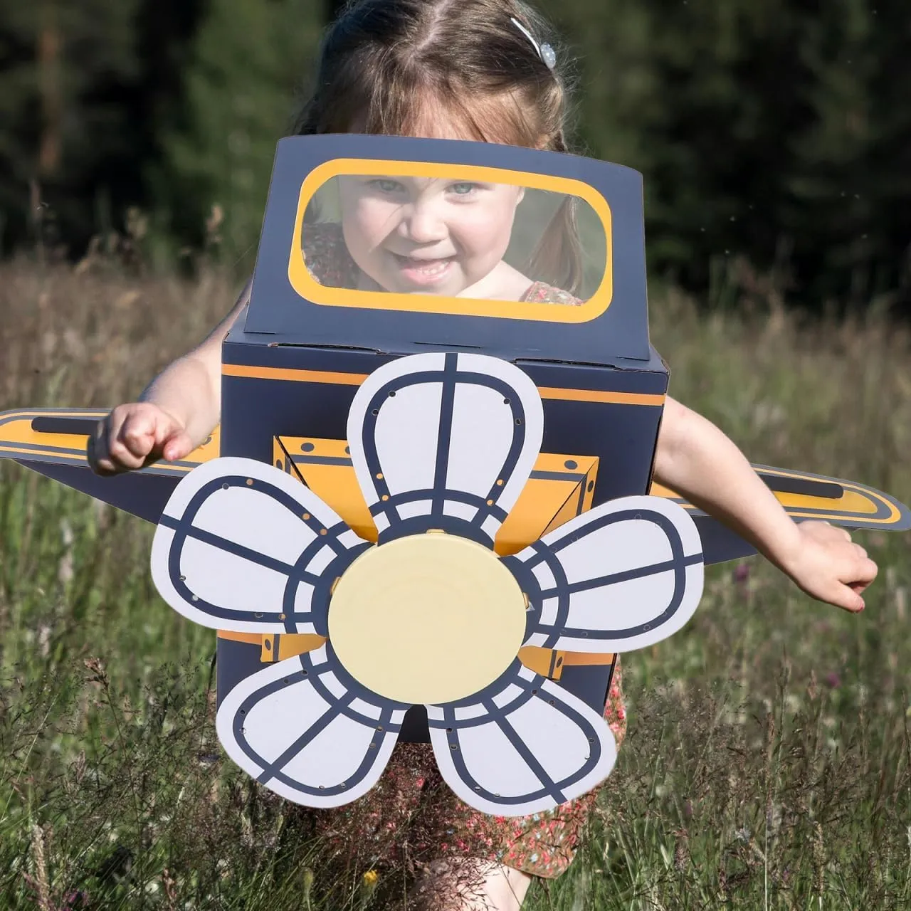 SAFIGLE Wearable Airplane Toy for Kids - DIY Paper Aircraft with Rotating Fan, Blue, 30.51x36.41x18.11 Inches, Fun Outdoor Play and Learning Experience Flying Airplanes for Kids