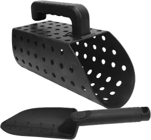 Sand Scoop and Shovel Set Stainless Steel, Rubber Sand Skirt Tool Metal Shovel Sensor Scooper Tools Detector Sets