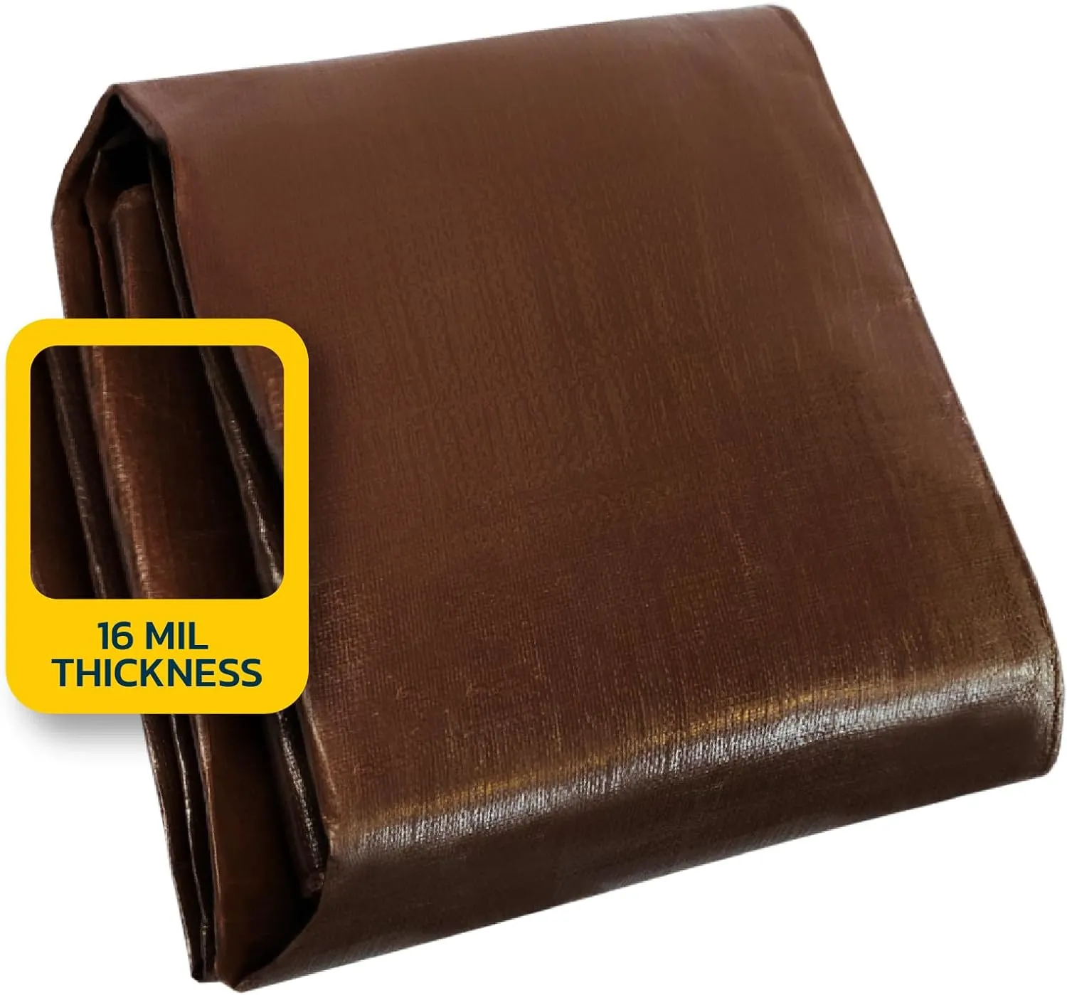 Seal Skin Covers Heavy Duty Waterproof Tarp 6x8 FT, 16 Mil 8 OZ 160 GSM Thick Brown Poly Tarp with Rustproof Grommets, Tear-Proof Cover with Reinforced Edges for Camping, Pool, Canopy Use