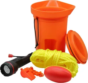 SeaSense Boat Bailer Safety Kit – Dry Storage for Emergency Gear, 1.5 Liters – Includes 50’ of Rope, Float Buoy, Whistle & Flashlight – Great for Small Boats, Pontoons, Kayaks & Fishing Vessels