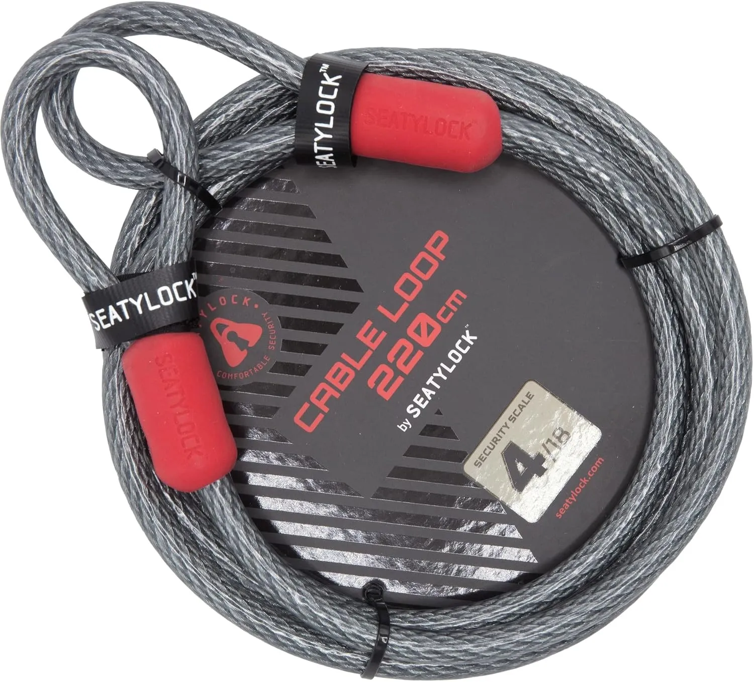 SeatyLock Bike Cable Lock - Anti Theft Triple Braided Steel Cable with Loops for Bike Security - Universal Fit Flexible Large Locking Cables for U Lock D Lock Chain Lock or Folding Lock - 86.6"