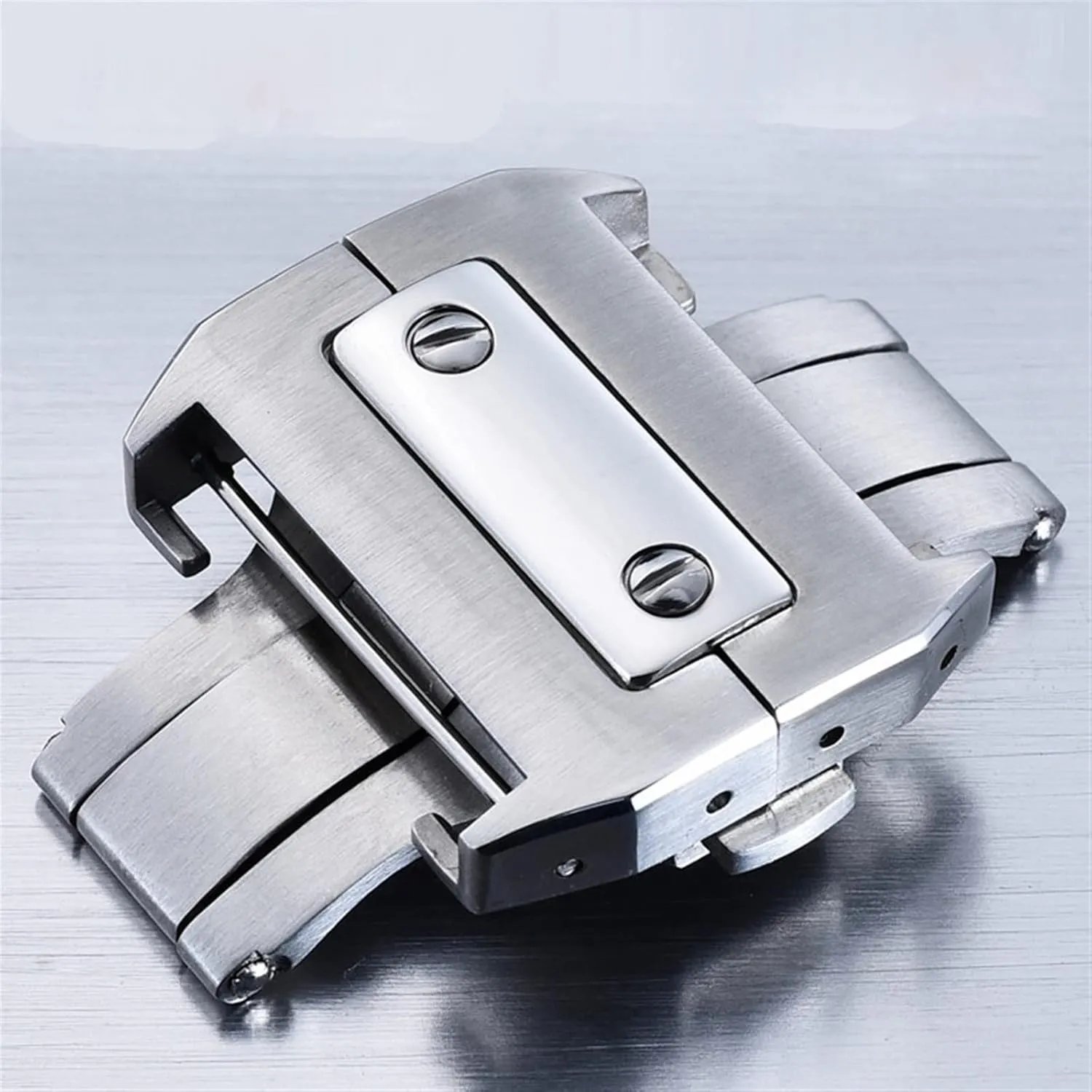 SERDAS 18 21mm Solid Stainless Steel Double Click Clasp For Cartier Santos Watchband Metal Buckle Metal