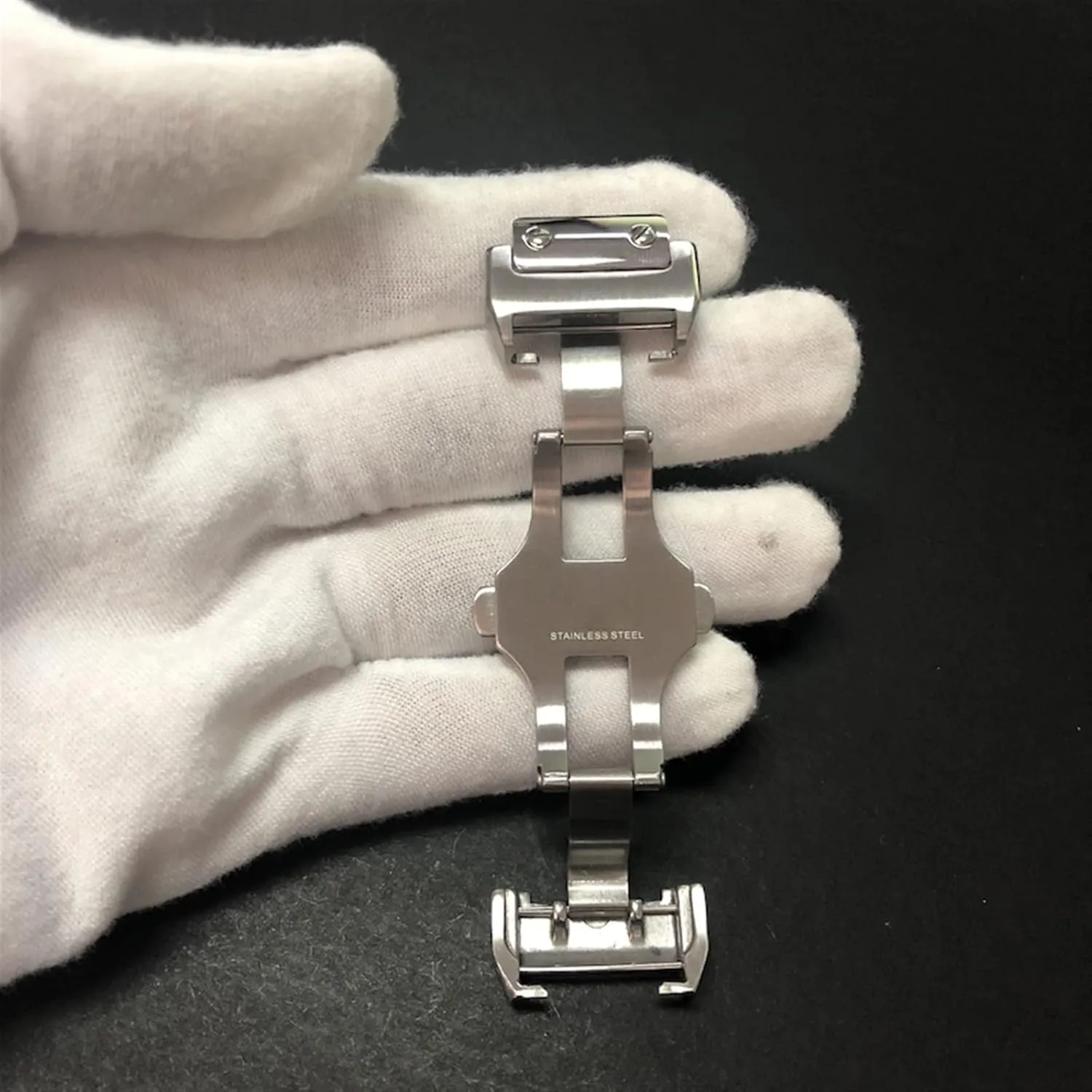 SERDAS 18 21mm Solid Stainless Steel Double Click Clasp For Cartier Santos Watchband Metal Buckle Metal