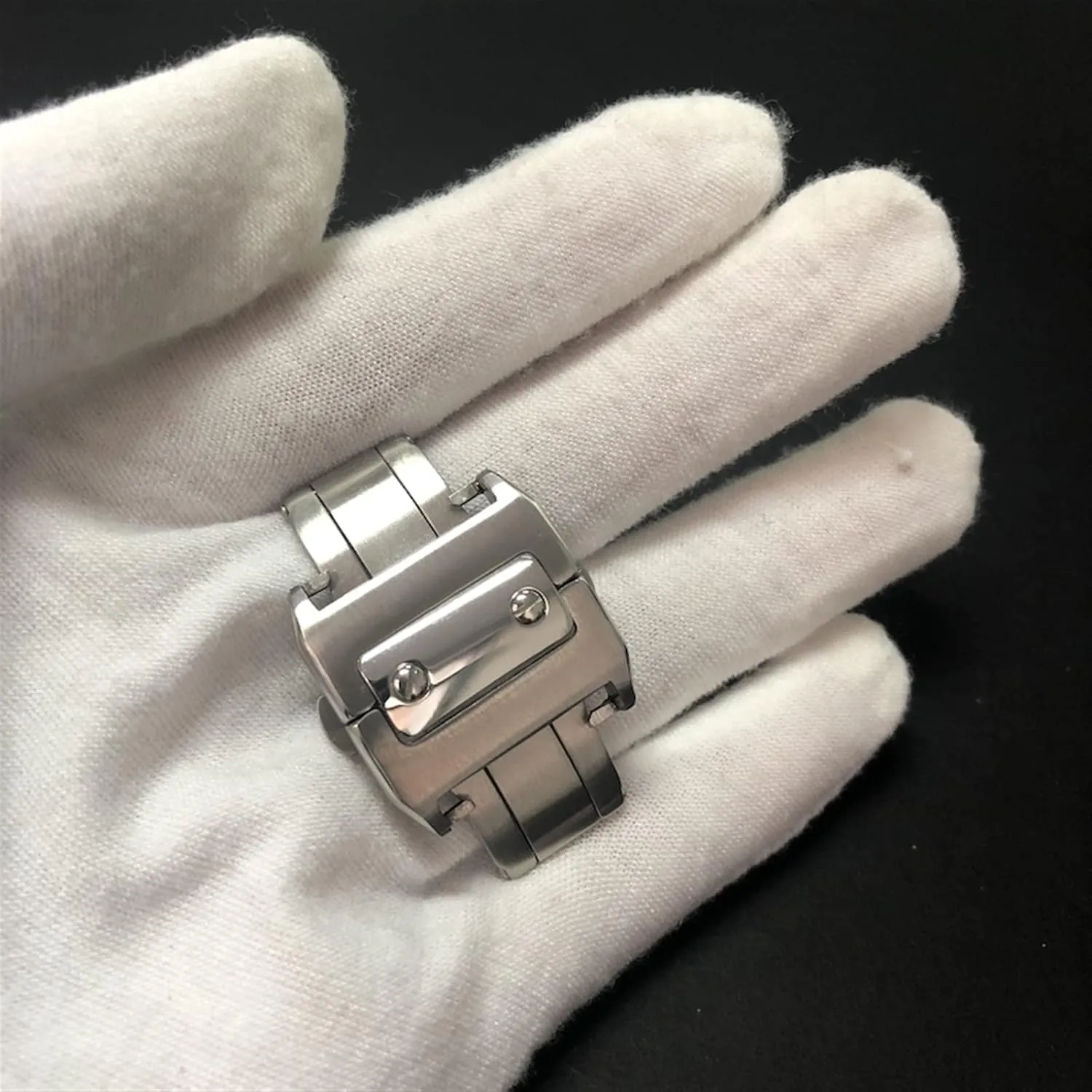 SERDAS 18 21mm Solid Stainless Steel Double Click Clasp For Cartier Santos Watchband Metal Buckle Metal