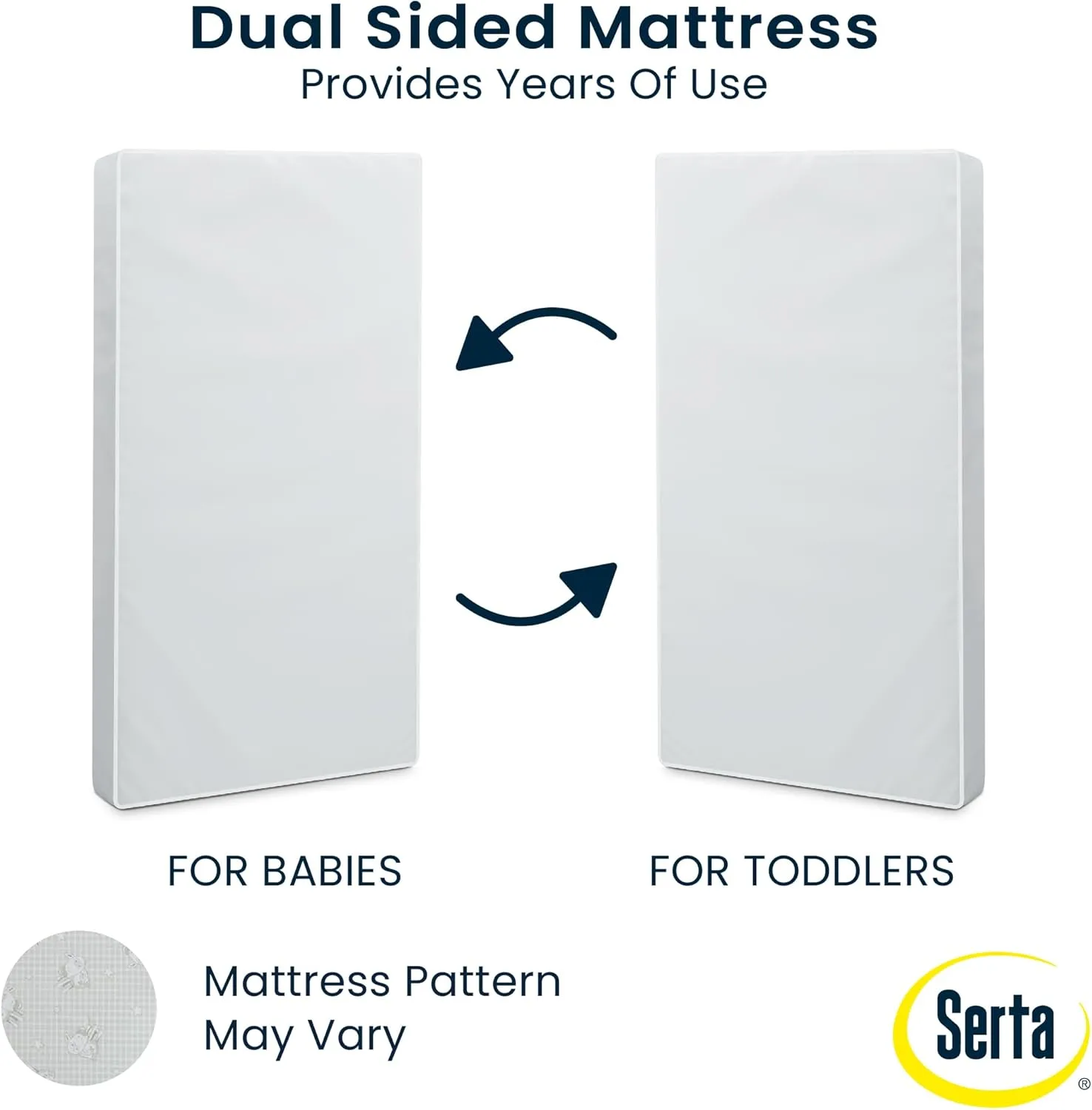 Serta Perfect Slumber Dual Sided Crib and Toddler Mattress - Waterproof - Hypoallergenic - Premium Sustainably Sourced Fiber Core -GREENGUARD Gold Certified (Non-Toxic) -7 Year Warranty - Made in USA