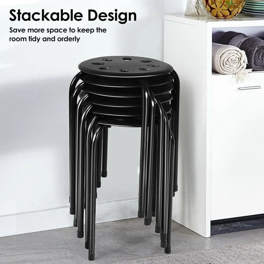 Set of 6 Portable Stack Stools 17.5" Height Backless Seating for Home, Dining Room, Classrooms or Salon, Party (Color : Black)