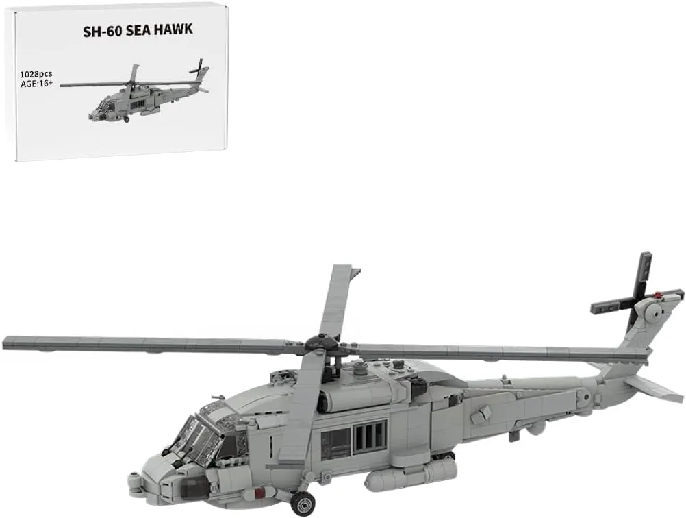 SH-60 Sea Hawk Helicopter Model Building Blocks Set - 1/35 Scale Realistic AircraftKit Designed by DarthDesigner, Gifts for Adult Collectors & Military History Enthusiasts (1028PCS)