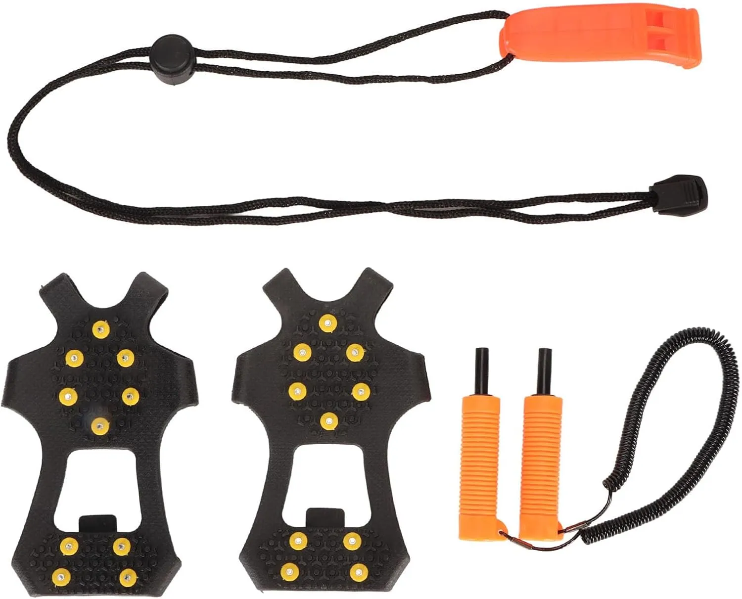 Shoe Spikes Ice Grip, Ergonomic Handle ABS Stainless Steel Rubber Practical Retractable Ice Awls with Whistle for Winter Outdoor Sports