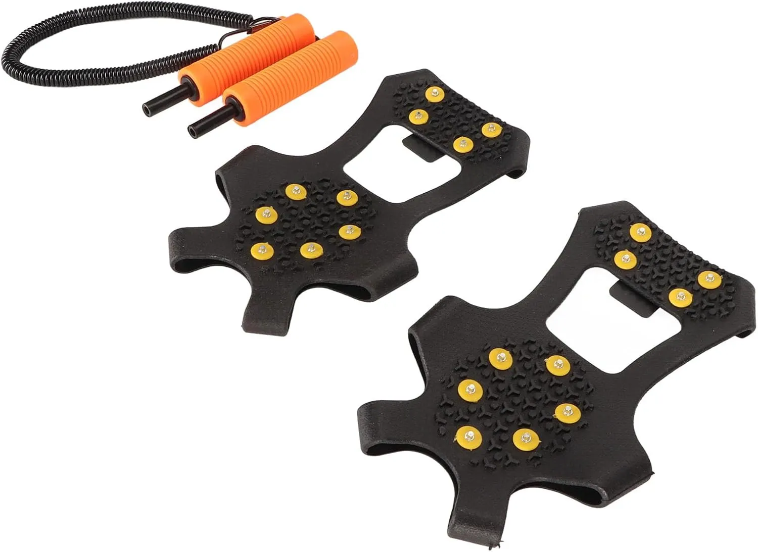 Shoe Spikes Ice Grip, Ergonomic Handle ABS Stainless Steel Rubber Practical Retractable Ice Awls with Whistle for Winter Outdoor Sports
