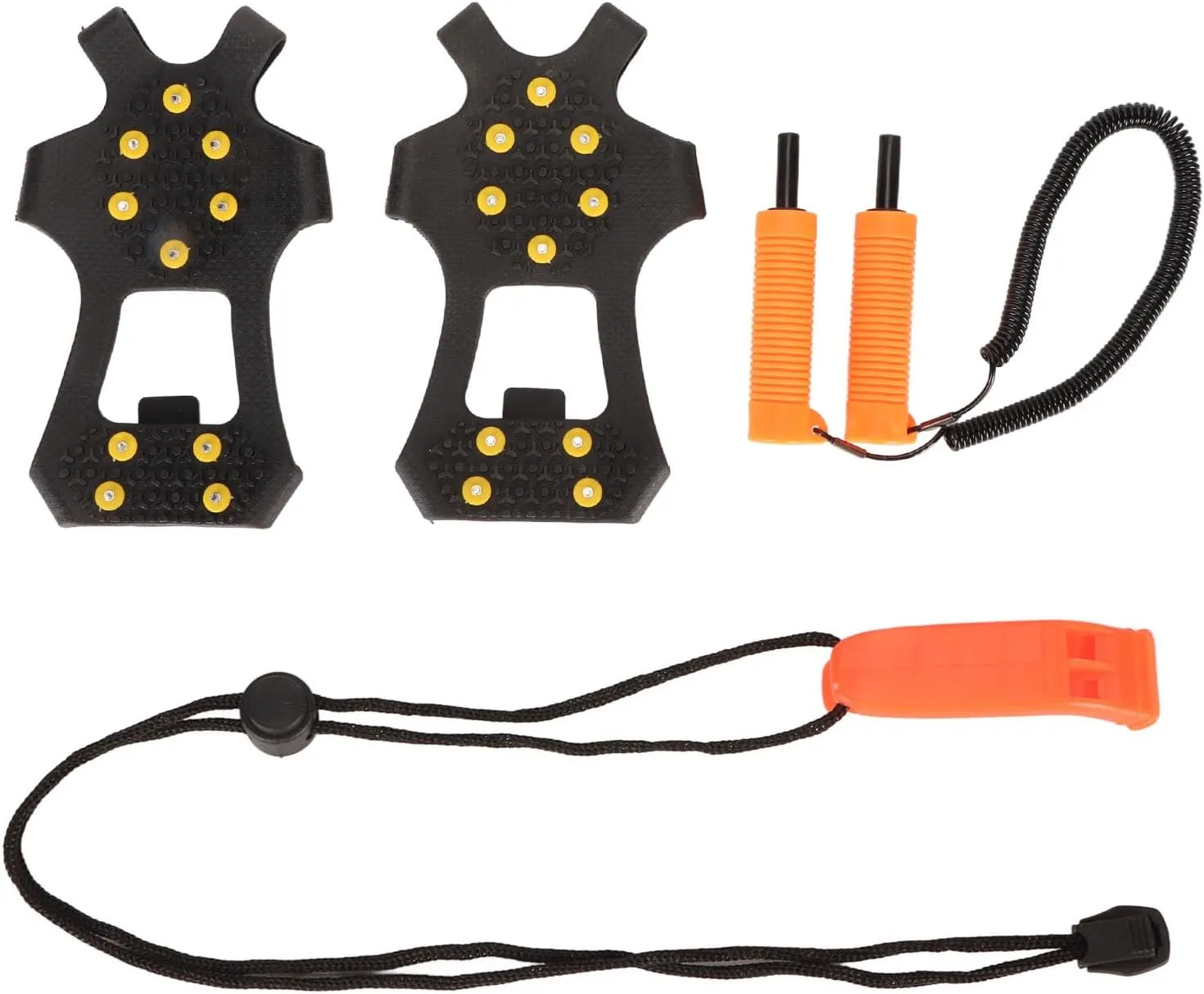 Shoe Spikes Ice Grip, Ergonomic Handle ABS Stainless Steel Rubber Practical Retractable Ice Awls with Whistle for Winter Outdoor Sports