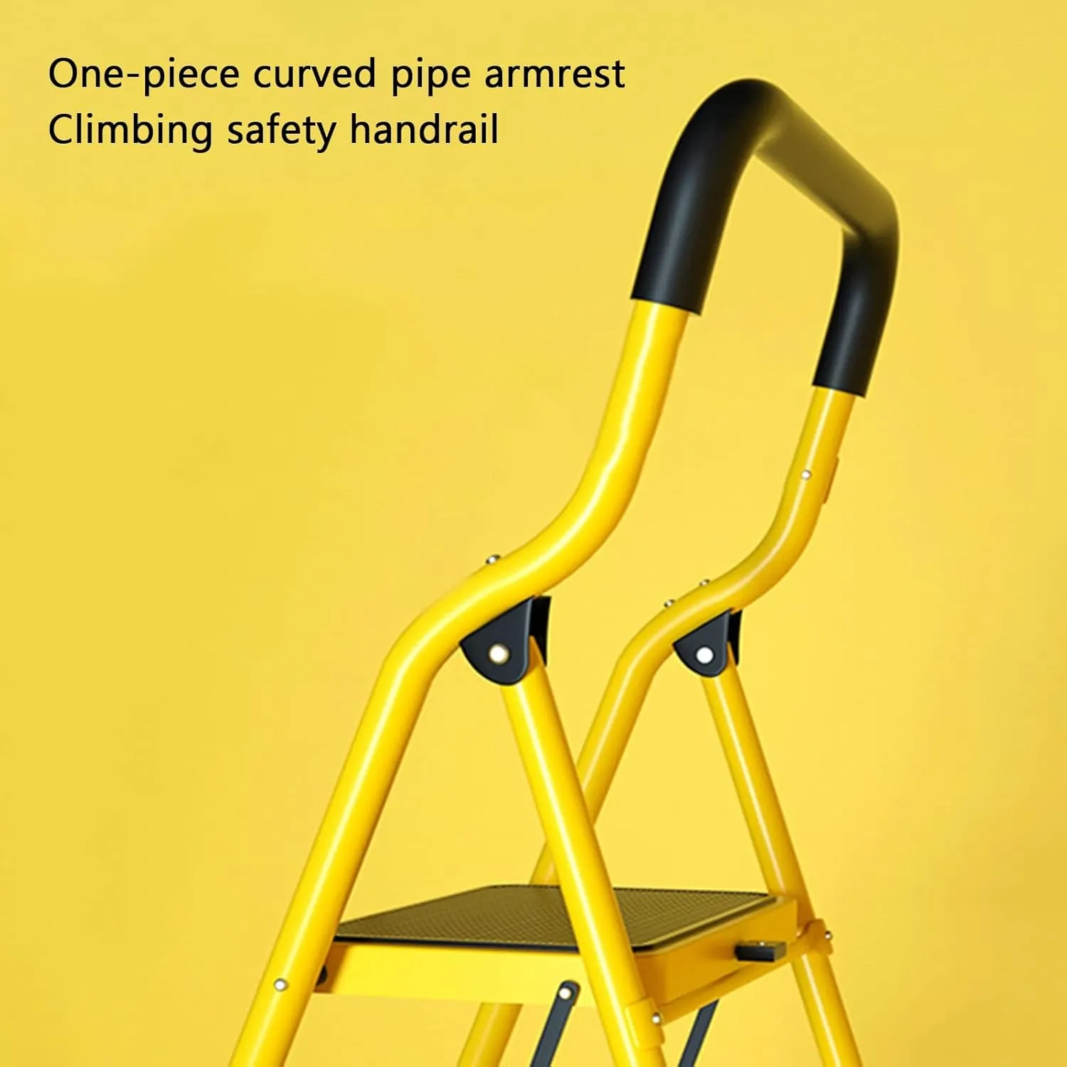 SHU Indoor Climbing Ladder Multifunctional Folding Safety Escalator Widened Pedal is Stable and not Shaking, Four-Step Ladder (Color : Yellow/Four-Step Ladder)