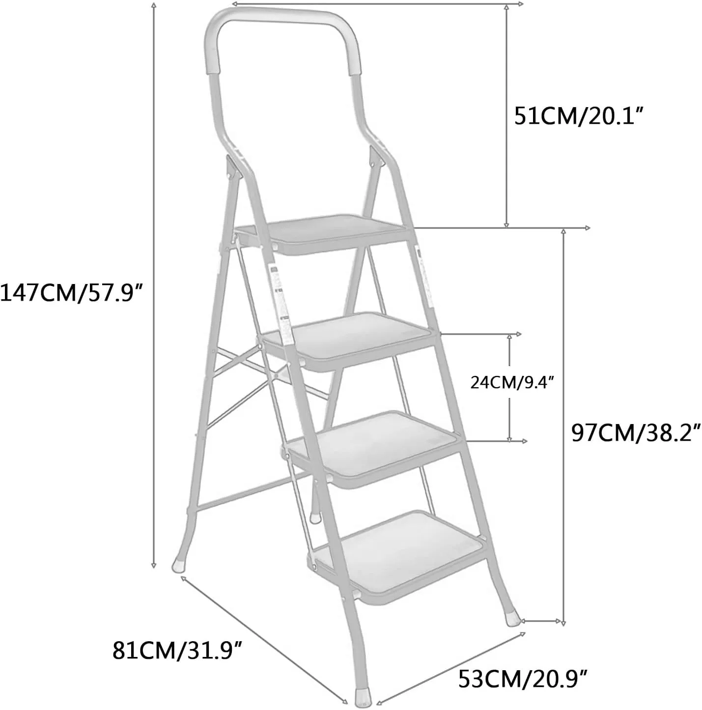 SHU Indoor Climbing Ladder Multifunctional Folding Safety Escalator Widened Pedal is Stable and not Shaking, Four-Step Ladder (Color : Yellow/Four-Step Ladder)