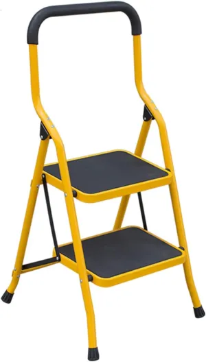 SHU Indoor Climbing Ladder Multifunctional Folding Safety Escalator Widened Pedal is Stable and not Shaking, Four-Step Ladder (Color : Yellow/Two-Step Ladder)