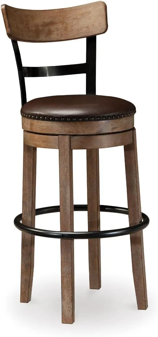 Signature Design by Ashley Pinnadel 30" Modern Swivel Pub Height Barstool, Light Brown