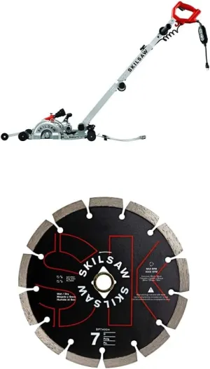 SKIL 7" Walk Behind Worm Drive Skilsaw for Concrete with Segmented Diamond Saw Blade (SPT79A-10 & SPT4004)