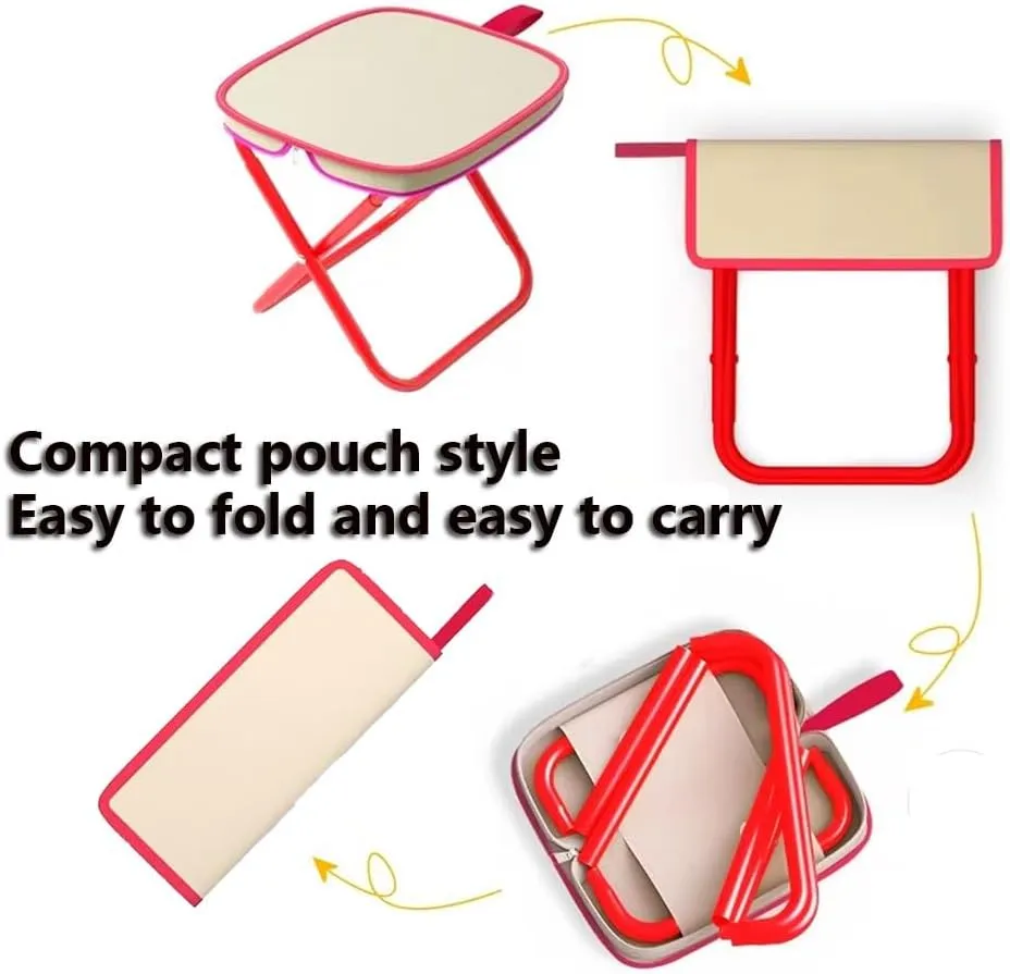 Small Folding Camping Stool, Portable Foldable Backpacking Stool with Carry Bag, Compact Fishing Step Stool Lightweight for Hiking Hunting Garden(Red)