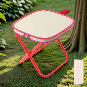 Small Folding Camping Stool, Portable Foldable Backpacking Stool with Carry Bag, Compact Fishing Step Stool Lightweight for Hiking Hunting Garden(Red)