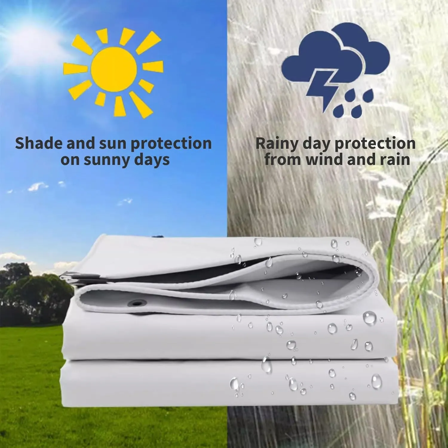 Small Multipurpose Cover, White Heavy Duty,600gsm Ground Cover Multipurpose Furniture, Caravan, Vehicle, Boat, Camping and Pool Covers Canvas Tarp Cover Sheet(1x2.5m)