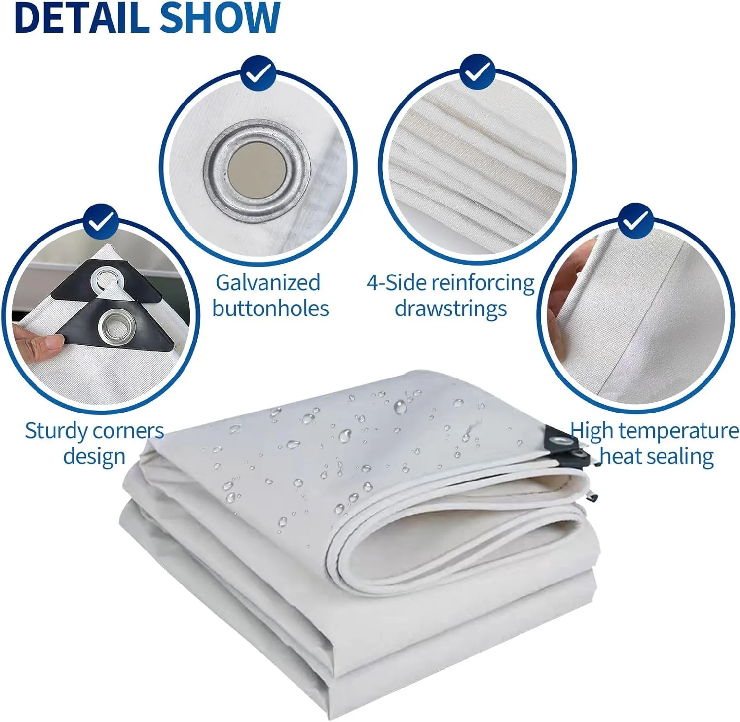 Small Multipurpose Cover, White Heavy Duty,600gsm Ground Cover Multipurpose Furniture, Caravan, Vehicle, Boat, Camping and Pool Covers Canvas Tarp Cover Sheet(1x2.5m)