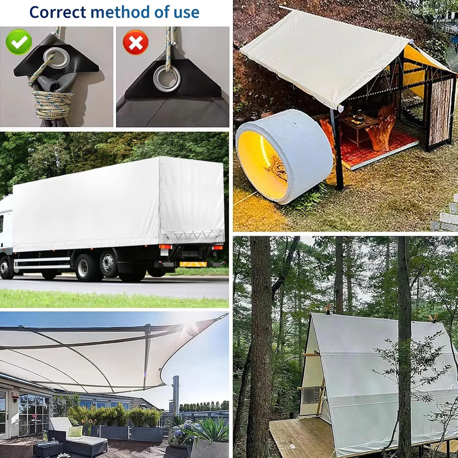 Small Multipurpose Cover, White Heavy Duty,600gsm Ground Cover Multipurpose Furniture, Caravan, Vehicle, Boat, Camping and Pool Covers Canvas Tarp Cover Sheet(1x2.5m)