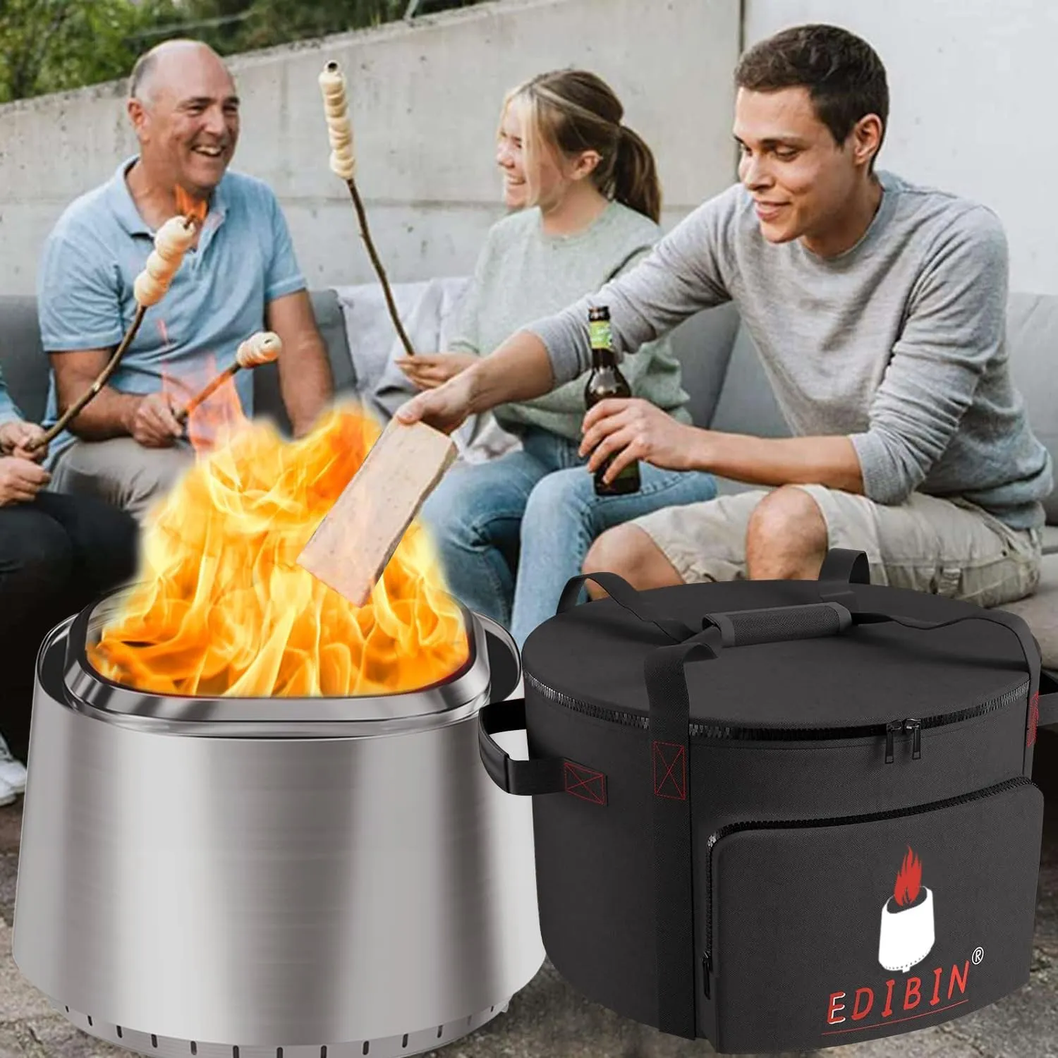Smokeless Fire Pit Bag Fit East Oak Fire Pit Smokeless 21" Firepits,Compatible with East Oak 21 inch Bonfire Fire Pit,600D Heavy Duty Fabric 21 inch Wood Burning Fireplaces Carry Bag