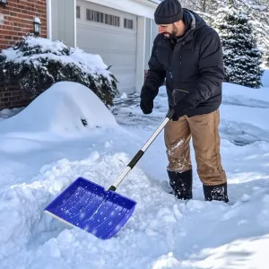 Snow Shovel with Large Scoop, Removable Polypropylene Snow Shovel with Aluminum Blade and D-Grip Handle, Heavy Duty 48 inch Long Large Capacity Shovel for Garden Car Camping Outdoor