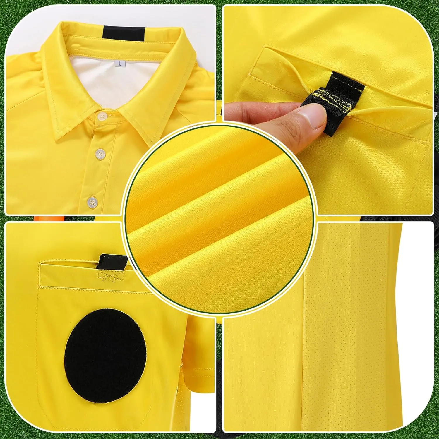 Soccer Referee Jersey, 7PCs Soccer Referee Kit, Referee Cards, Whistle, Socks, Flags, Soccer Referee Costume for Adult