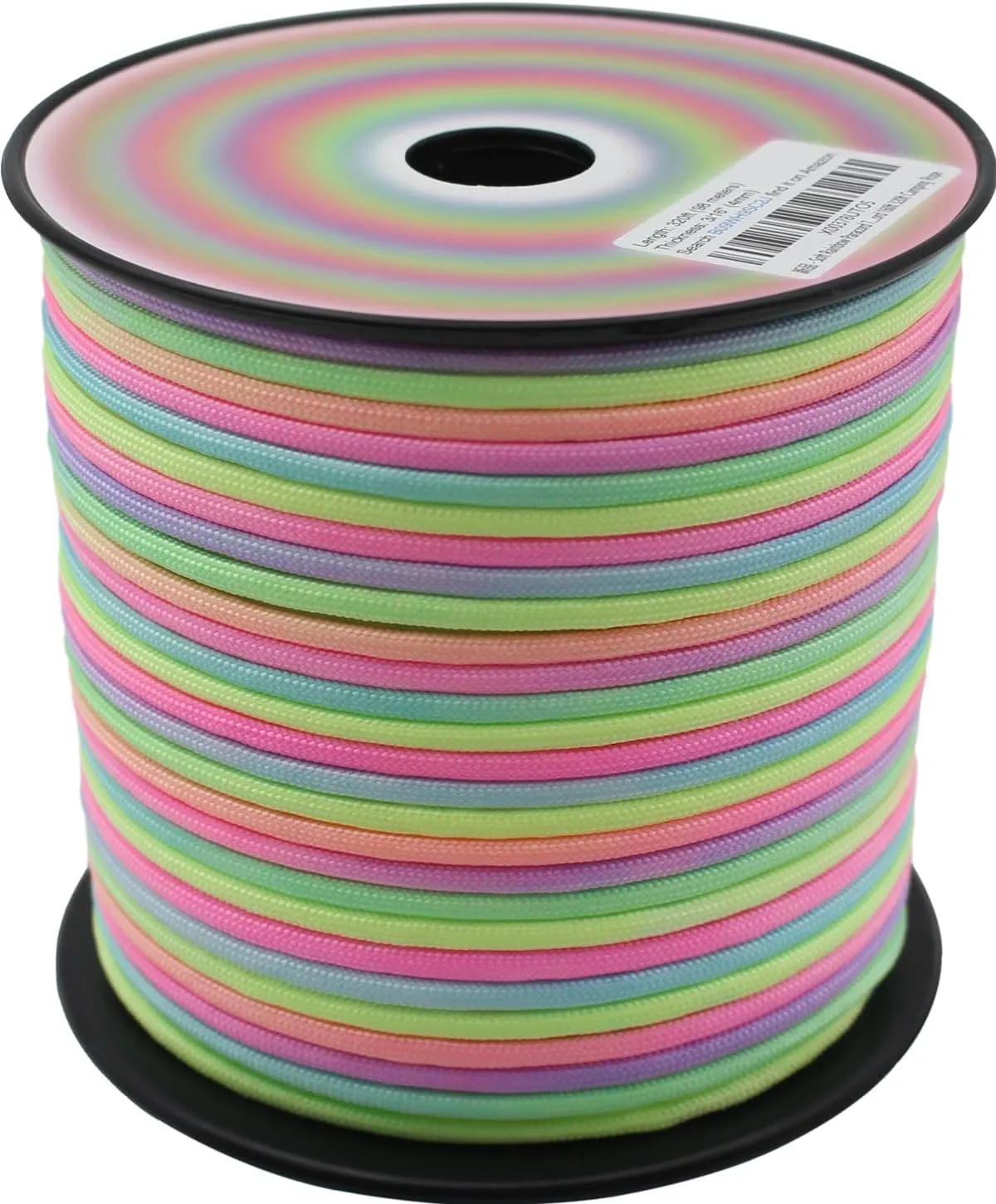 Soft Rainbow Paracord 7 Strands 4mm Nylon Parachute Cord 160ft 320ft Camping Rope