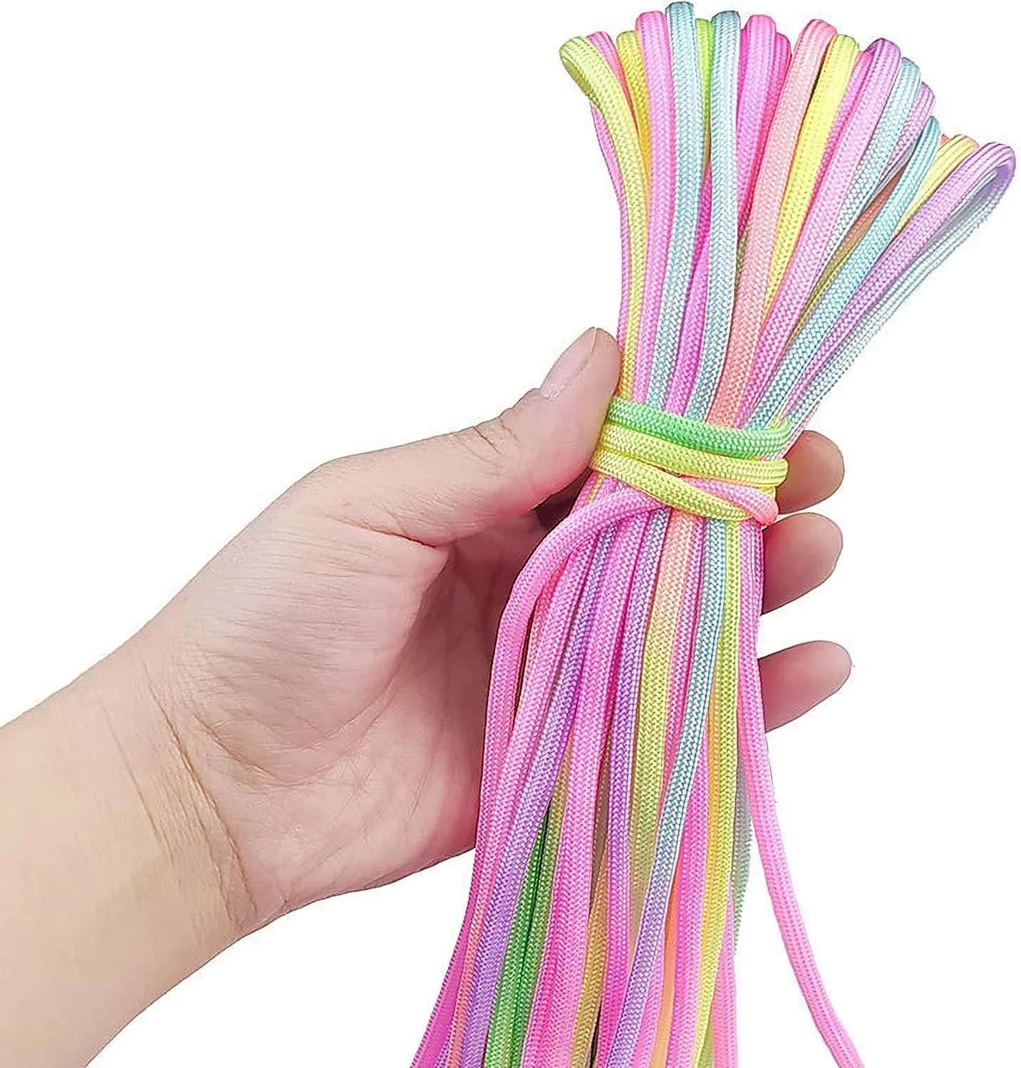 Soft Rainbow Paracord 7 Strands 4mm Nylon Parachute Cord 160ft 320ft Camping Rope