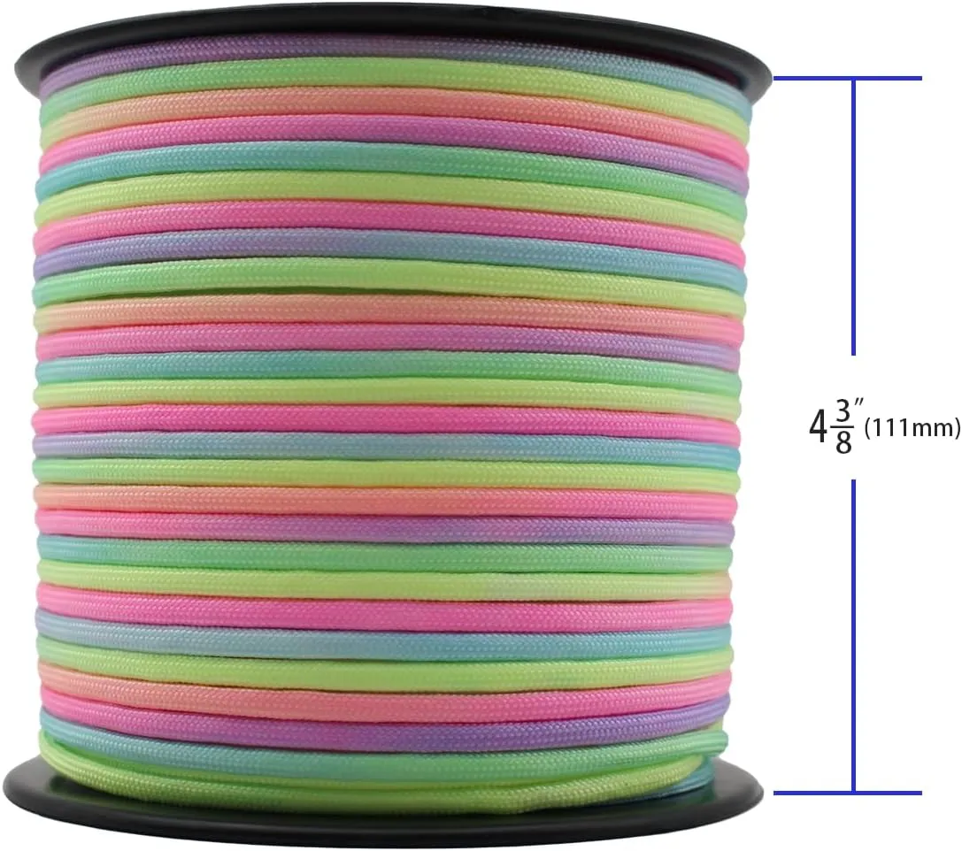 Soft Rainbow Paracord 7 Strands 4mm Nylon Parachute Cord 160ft 320ft Camping Rope