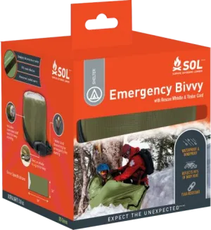 SOL Emergency Bivvy OD Green with Rescue Whistle
