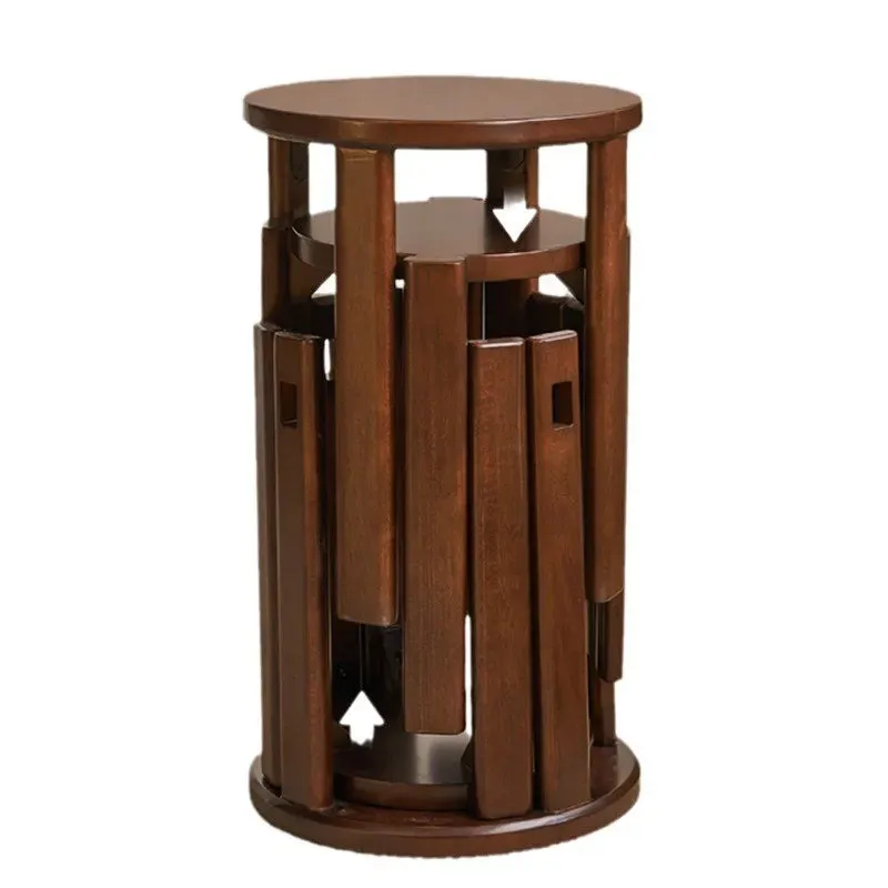 Solid Wood Stackable Round Stool | Creative 4-in-1 Design for Home Space-Saving